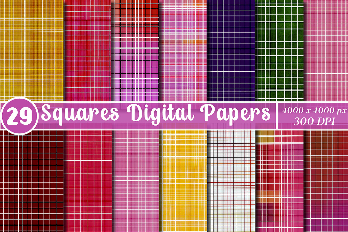 Squares Digital Papers, a Pattern Graphic by SinaCreation (Photo 1 of 5)