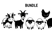 Cute Farm Animal Silhouette Bundle, an Illustration by hafijul (Thumbnail 7 of 51)