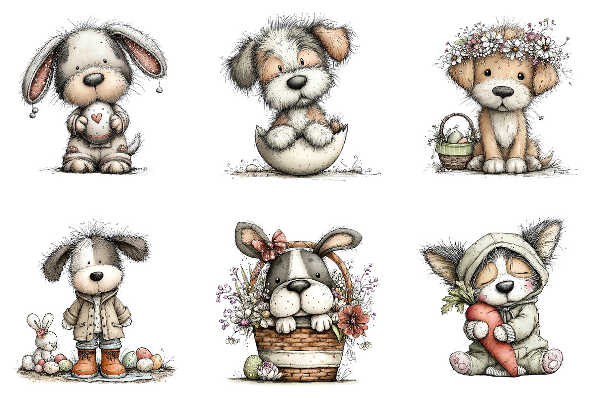 Whimsical Easter Dog Clipart, an Illustration by CreationArt (Photo 2 of 6)