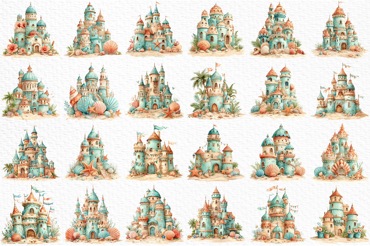 Whimsical Summer Sandcastle Clipart, an Illustration by Craft Nest (Photo 6 of 12)