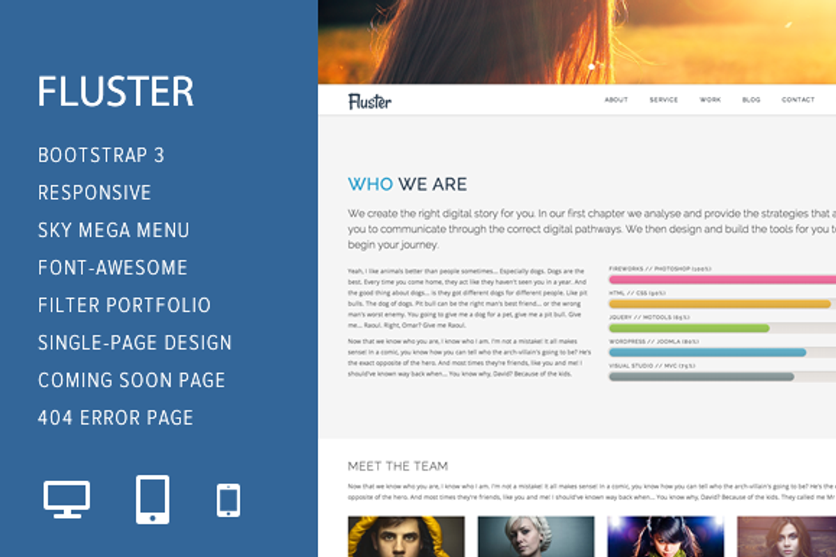 Fluster Multi-Purpose Template, a Bootstrap Template by FWPolice (Photo 1 of 5)