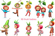Fruit Babies - Clipart Set, an Education Illustration by Mashamashastu (Thumbnail 2 of 11)