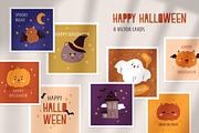Cute Happy Halloween cards, kids set, a Seasonal Illustration by Good Studio (Thumbnail 1 of 9)