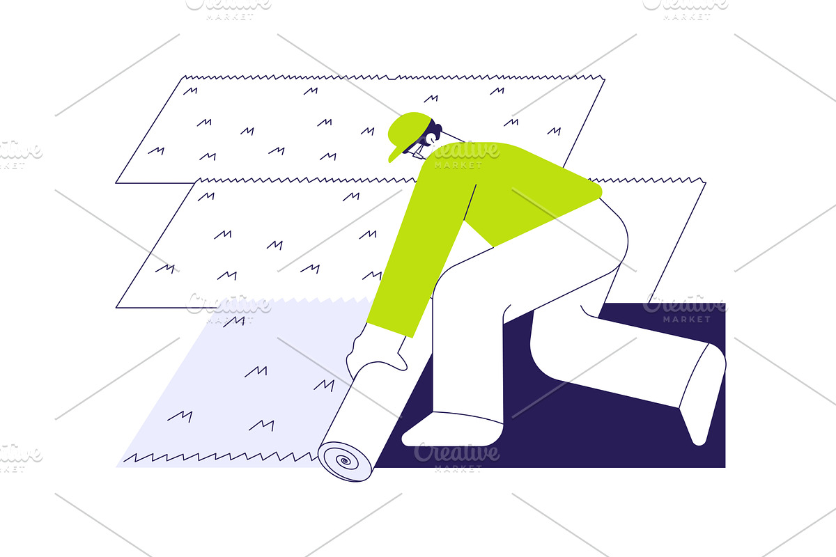 Laying turf abstract concept vector, a Finance Illustration by Visual Generation