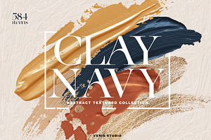 Clay Gold Navy Oil Abstract Shapes