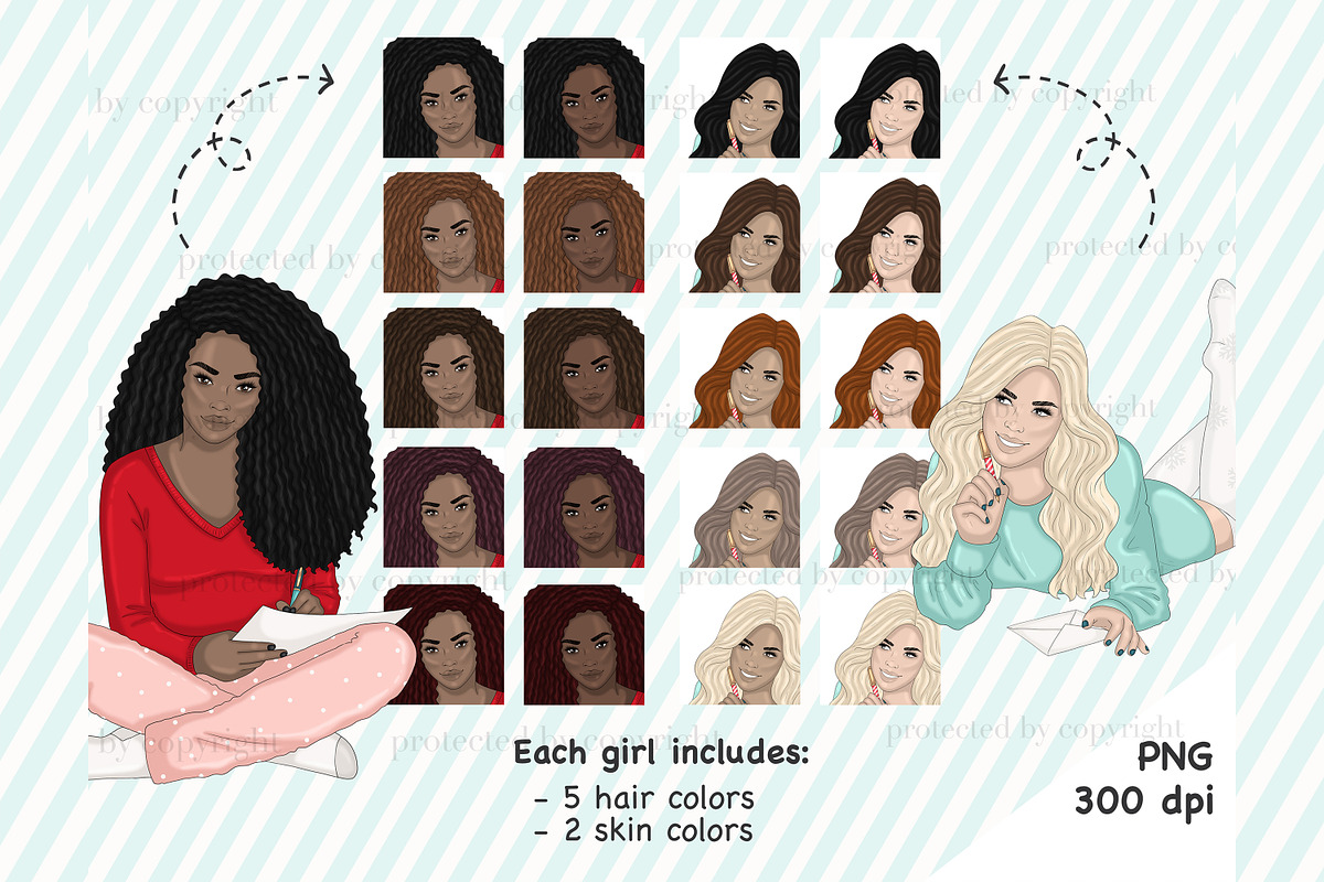 Santa Mail Girls Cliparts, a Person Illustration by GlamArtZhanna (Photo 3 of 4)