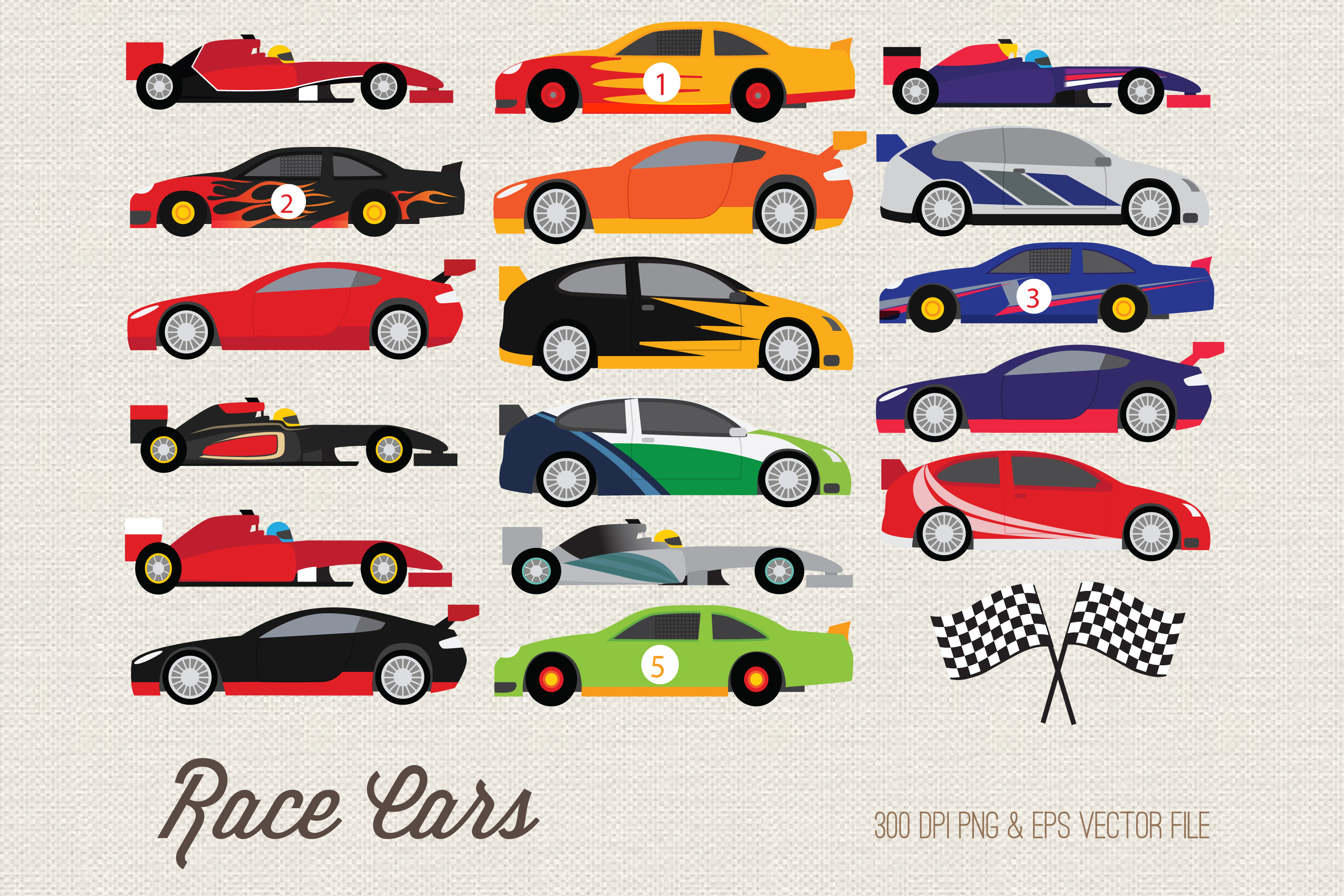Race Cars Clipart, an Illustration by Peachycottoncandy