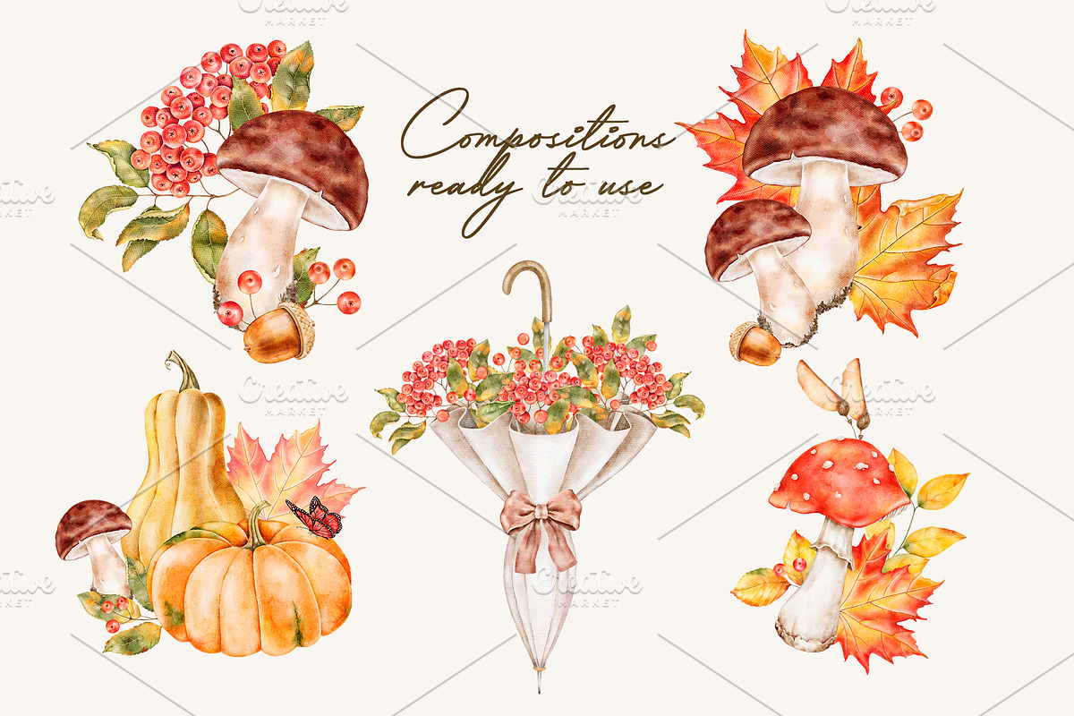 Autumn, Fall watercolor clipart, a Seasonal Illustration by Eves_Aquadreams (Photo 6 of 12)