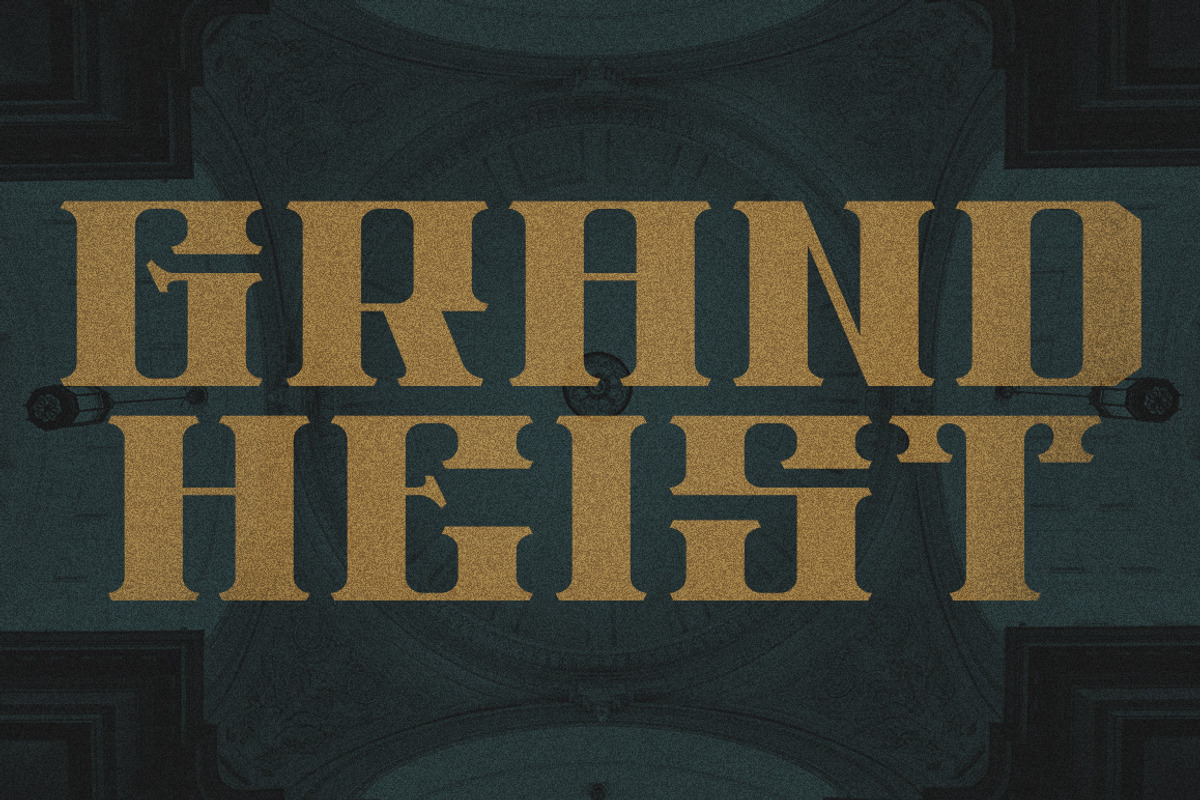Grand Heist, a Serif Font by Chad Palmer Designs (Photo 1 of 10)