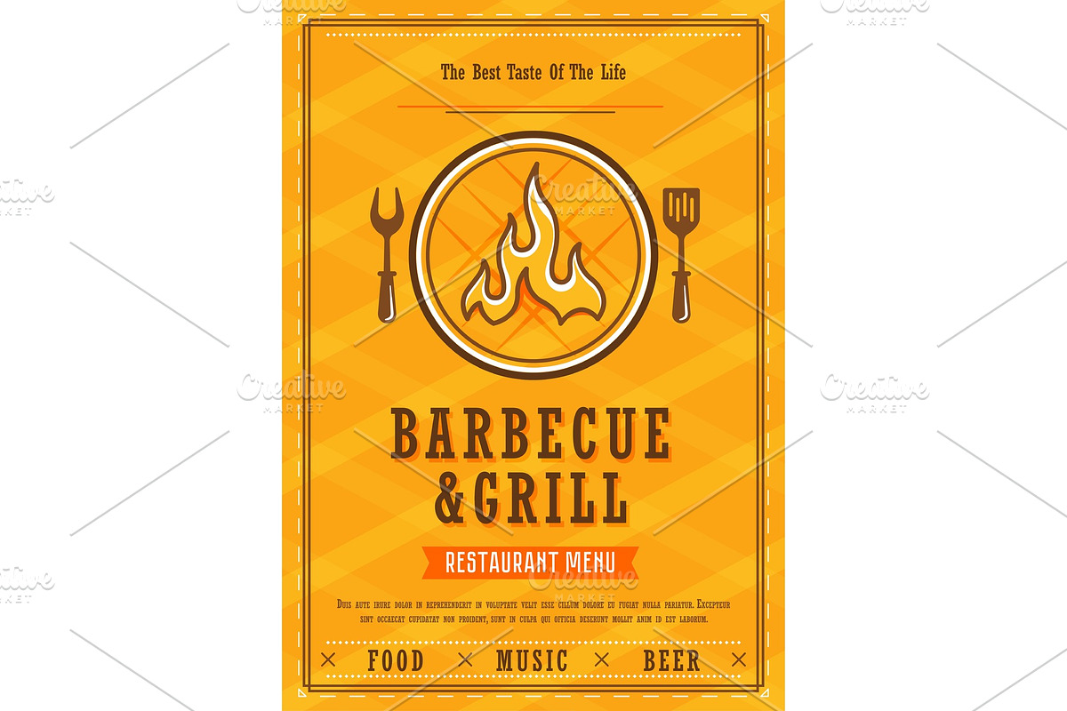 Barbecue menu design template, a Food Illustration by studioworkstock