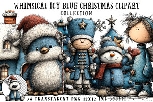Whimsical Icy Blue Christmas Clipart, an Illustration by OK Design
