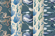 Watercolor Whales & Patterns, an Animal Illustration by annasokol_ (Thumbnail 5 of 6)