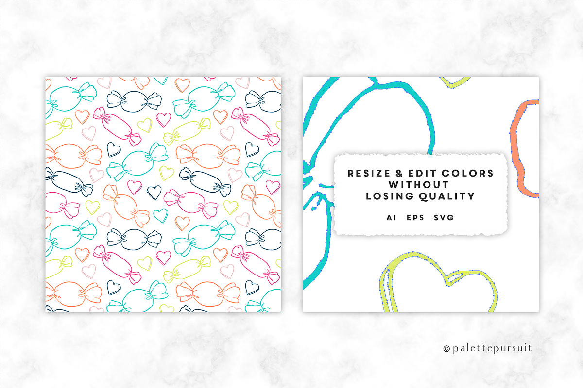 Candy hearts vector pattern set, SVG, a Pattern Graphic by Palette Pursuit (Photo 5 of 9)