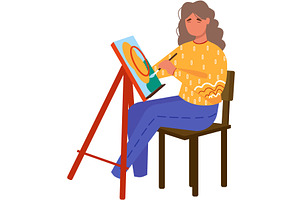 Woman drawing picture on canvas, a Person Illustration by vectorpointstudio