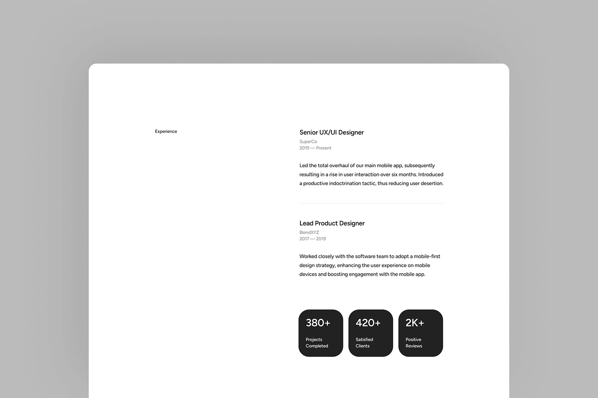 Klio - Resume Framer Template, a Websites & App Template by CocoBasicThemes (Photo 3 of 4)