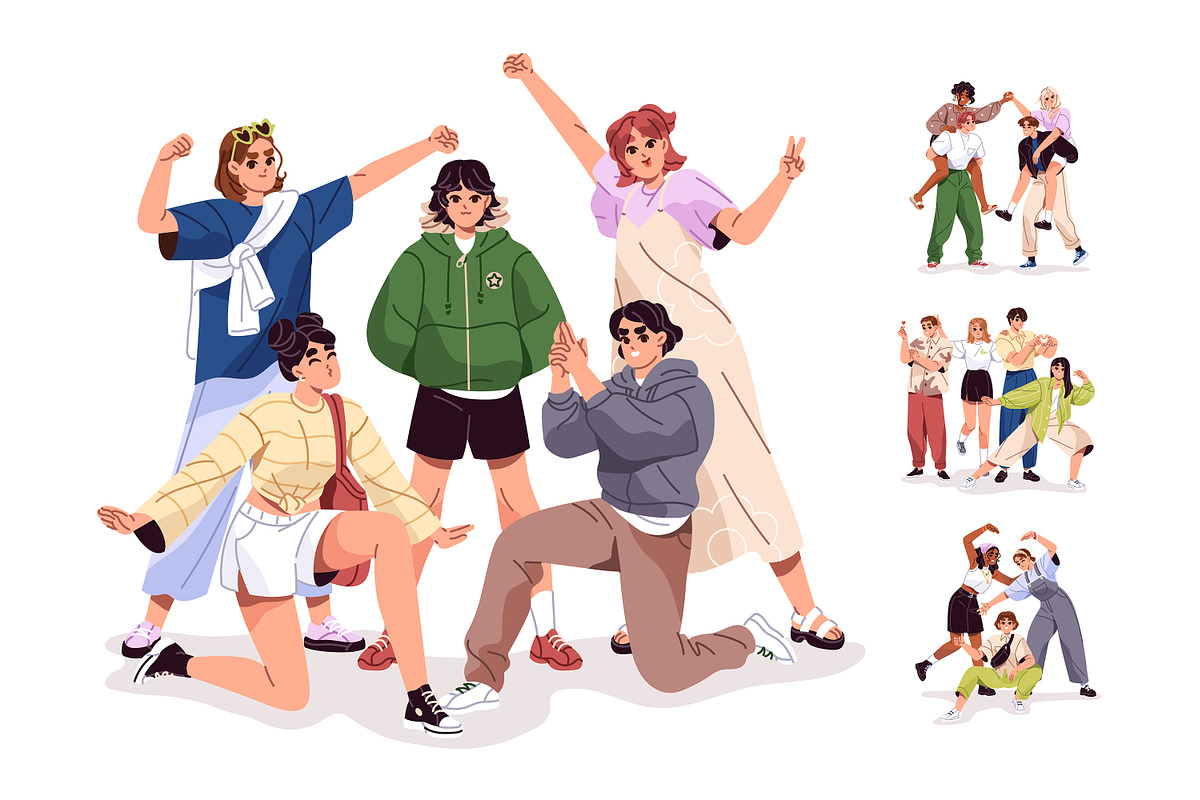 Happy friends groups, friendship set, a Person Illustration by PaperTrident (Photo 1 of 5)