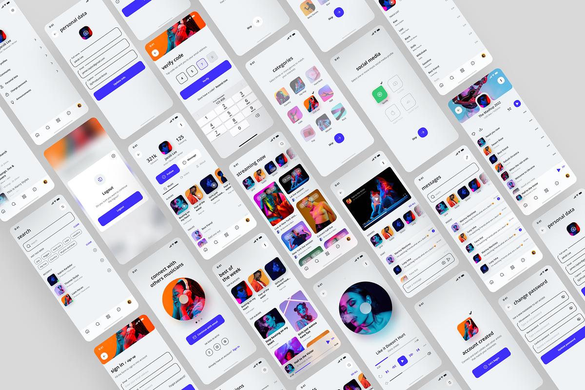 Music app UI Kit ( Figma), an UI Kit Template by Julia Shagofferova (Photo 5 of 13)