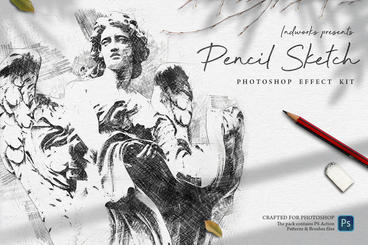 Pencil Sketch PS Action, an Action Add-On by IndWorks Design (Photo 1 of 10)