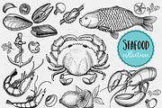 Seafood doodle 21 elements, a Food Illustration by BarcelonaShop (Thumbnail 1 of 3)