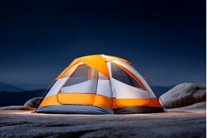 Wide Angle View of Illuminated Tent, a Nature Photo by ZinetroN