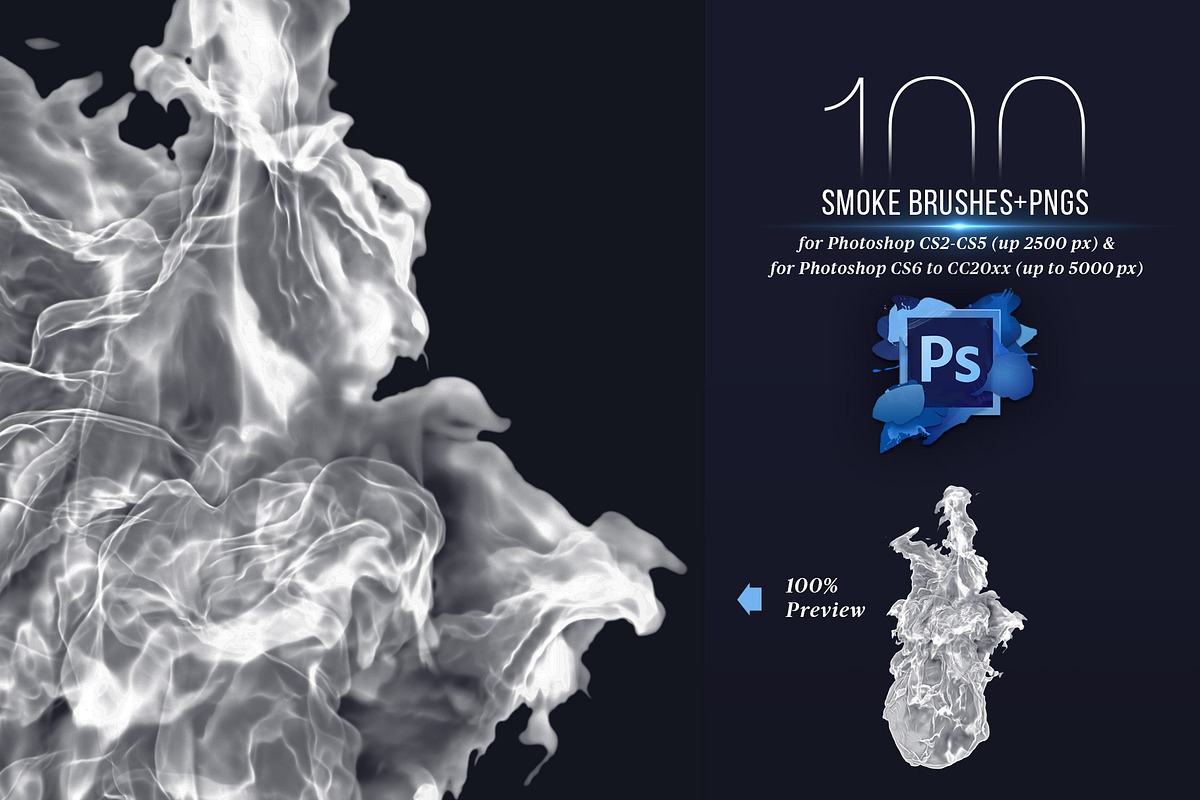 100 Photoshop Smoke Brushes + PNGs, a Brush Add-On by Creative Graphics (Photo 2 of 8)