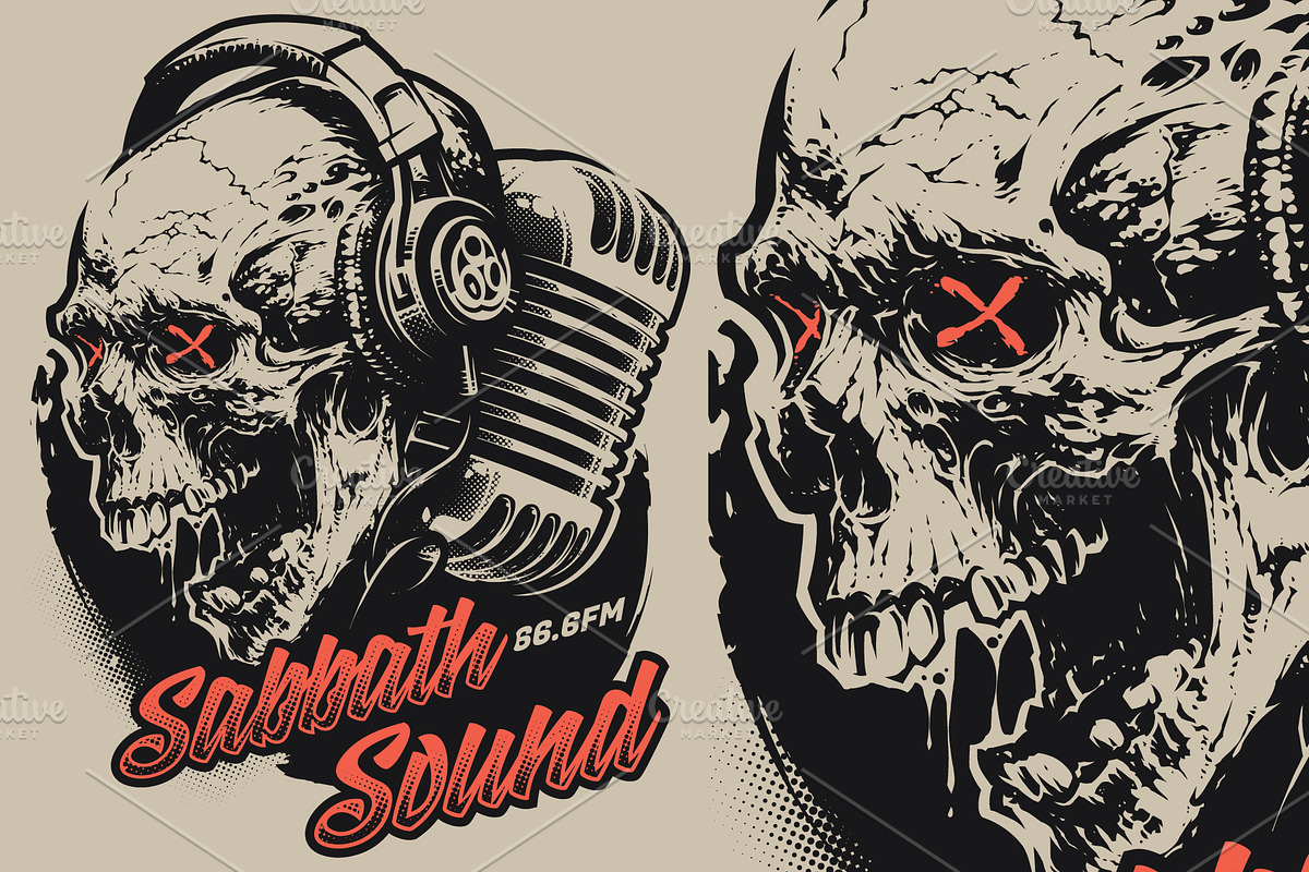 Skulls in Headphones, a Technology Illustration by daver2002ua (Photo 3 of 5)