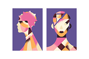 Abstract geometric woman faces cards, a Decorative Illustration by PaperTrident (Thumbnail 3 of 3)