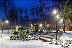 Garden in Istanbul during snowfall - Turkey, a Nature Photo by Leonid Andronov