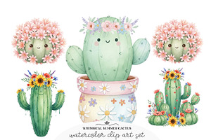 Whimsical Summer Cactus Clipart Png, an Illustration by GatewayDesign