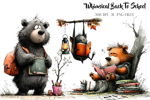 Whimsical Back To School Clipart, a Seasonal Illustration by CreationArt