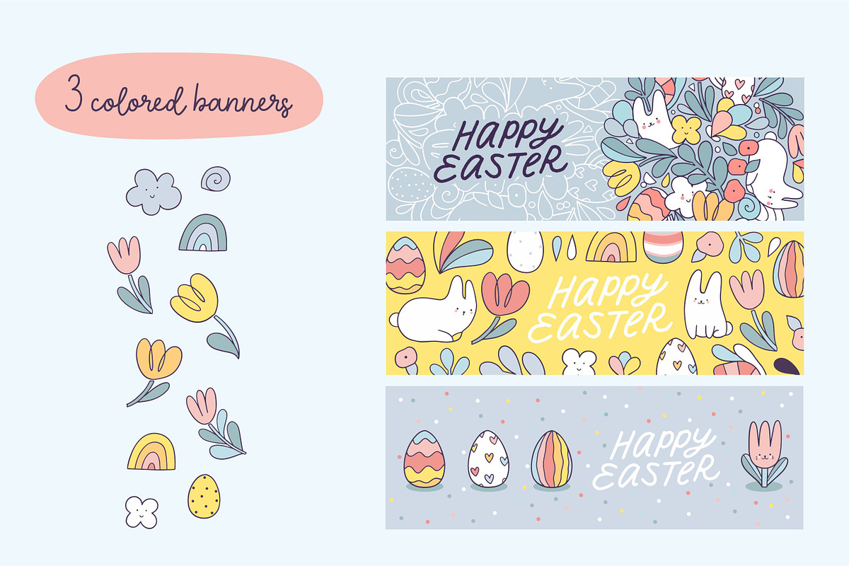 Happy Easter doodles and patterns, an Illustration by kostolom3ooo (Photo 4 of 11)