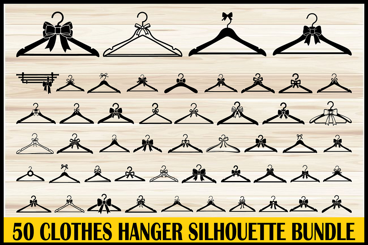 50 Clothes Hanger Silhouette Bundle, an Illustration by yasushie (Photo 1 of 4)