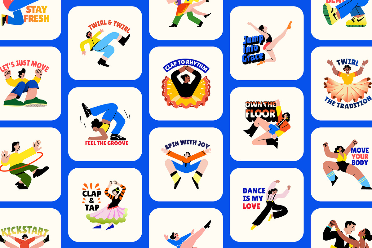 Animated Dance Stickers Art Set, a Person Illustration by Brickclay (Photo 4 of 5)