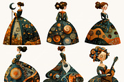 Whimsical Girl Dames Clipart Bundle, a Person Illustration by Design Scotch (Thumbnail 2 of 8)