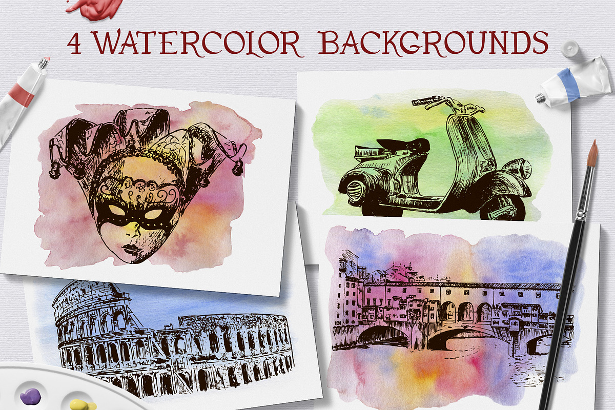 Italian sketches bundle, a Decorative Illustration by Everilda (Photo 6 of 8)