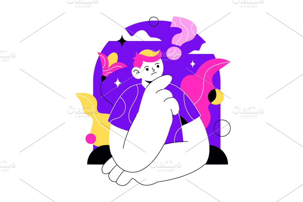 4 Thinking Vector Illustration, a Person Illustration by denayunebgt