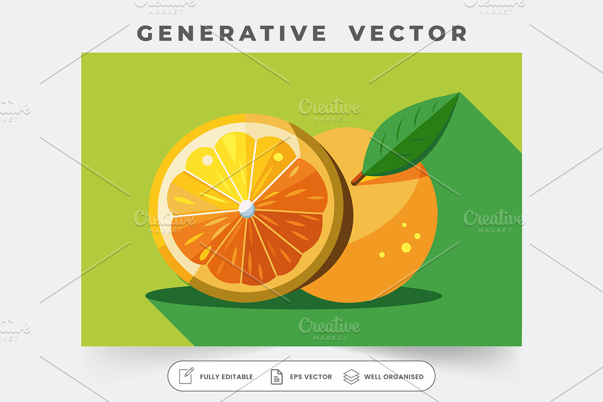 A colorful half orange sits next to, a Graphic by Iftikhar Alam