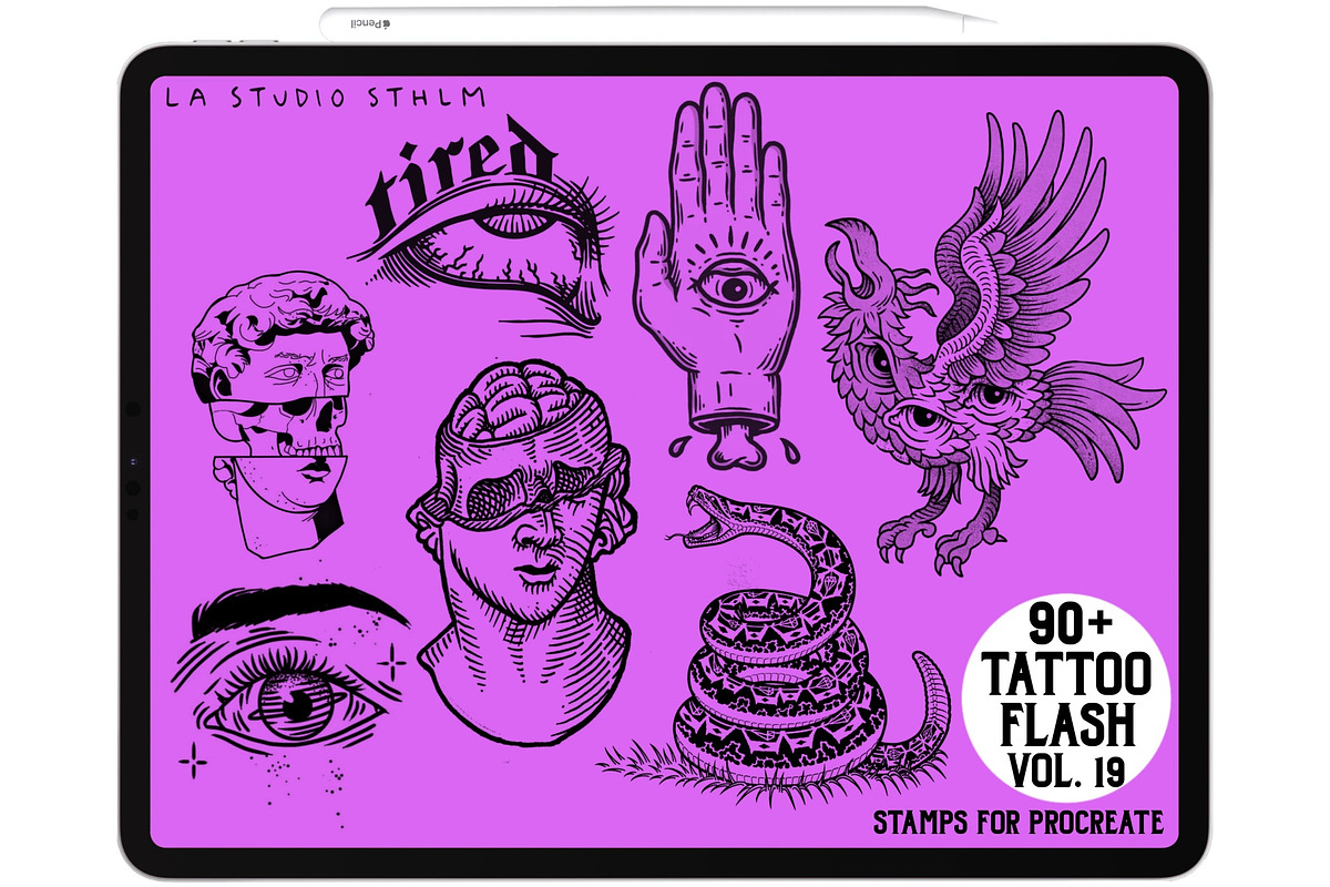 Tattoo Flash Vol. 19 - Stamp Set, a Brush Add-On by LA Studio Sthlm (Photo 3 of 6)