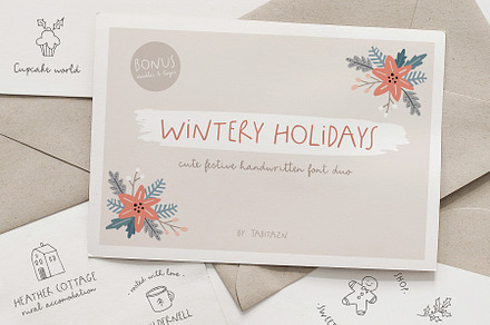 Wintery Holidays font duo, logos, a Script Font by Tabita's shop