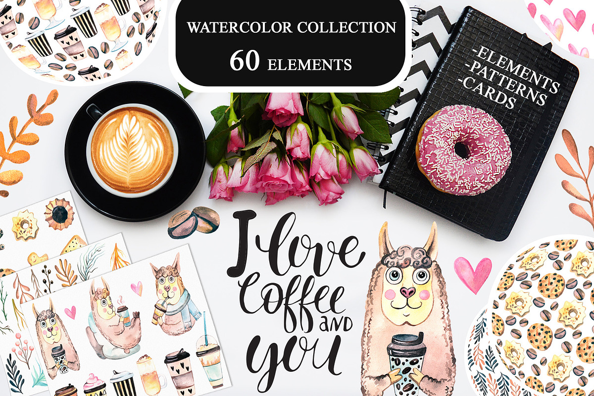 Watercolor Coffee Collection, an Animal Illustration by Kseniya_design (Photo 1 of 8)