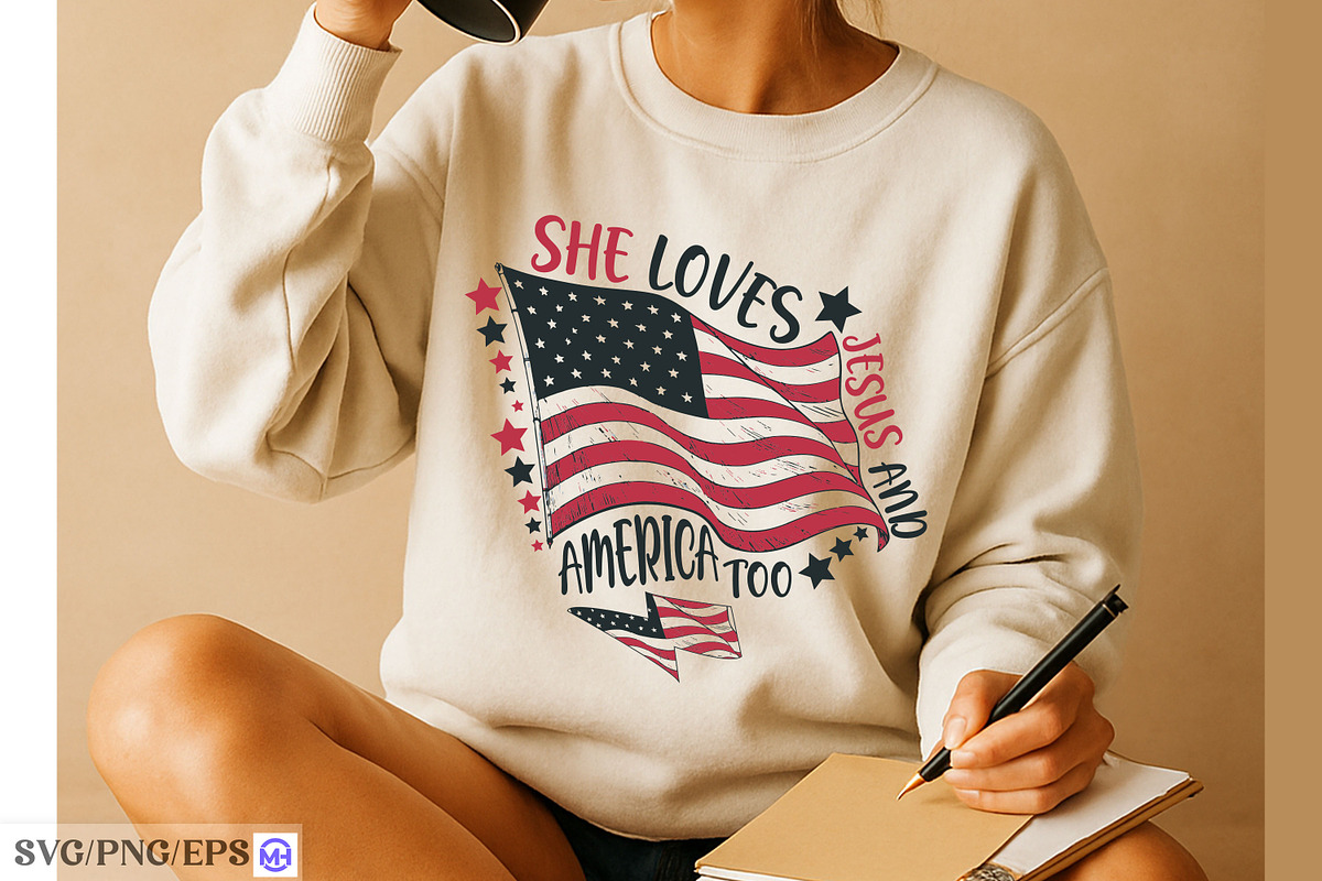 She Loves Jesus and America Too SVG, a Graphic by mh_arif (Photo 4 of 4)