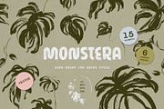 Monstera Ink Brush Botanical Vector, a Decorative Illustration by Momosama Studio (Thumbnail 1 of 9)