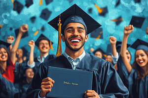 Graduate celebrates achievement surr, a Photo by Tanuart