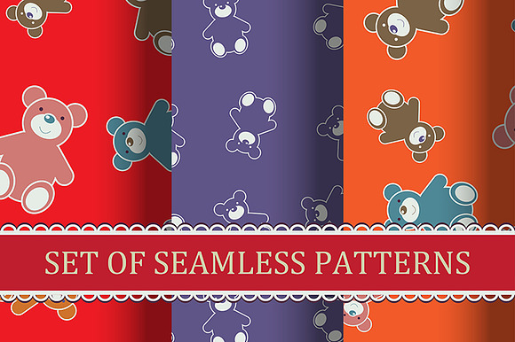 Seamless Pattern Teddy Bears