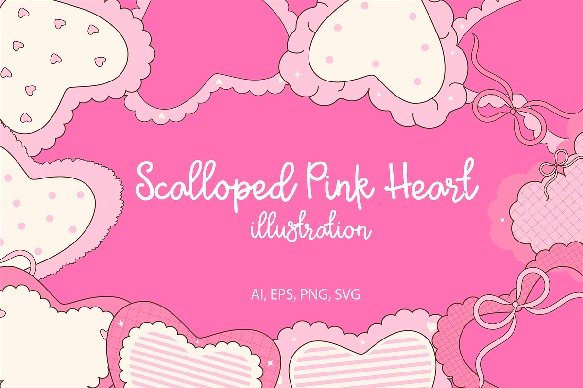 Scalloped Pink Heart illustration, an Object Graphic by VL Shop (Photo 1 of 3)