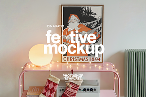 A3 Poster Mockup Retro Xmas Scene