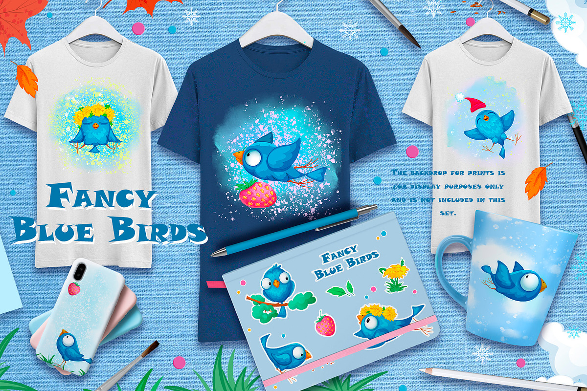 Fancy Blue Birds Big set. Characters, a Food Illustration by Maycat_store (Photo 5 of 6)