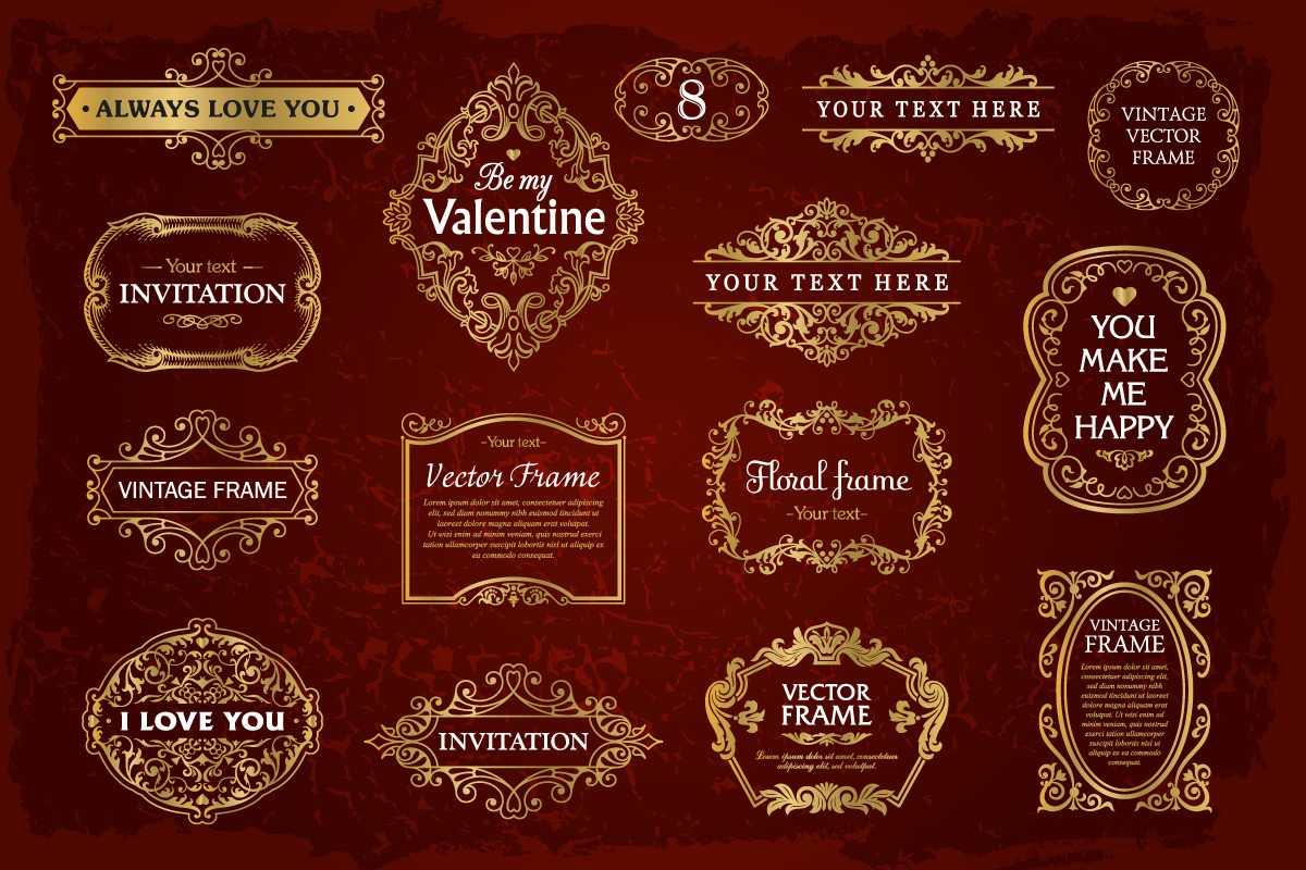 15 Golden Frames Backgrounds Set #2, an Object Graphic by Digiselector Design Goods (Photo 2 of 5)