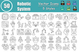 Robotic System Vector Icons Pack, a Solid Icon by Vector Portal