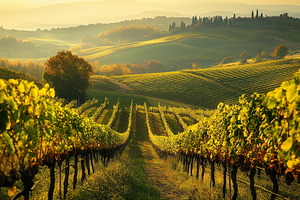 Golden sun over vineyard, a Nature Photo by MistyDay
